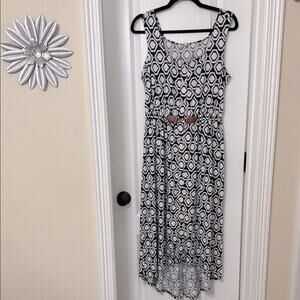 Perception concepts navy blue white belt dress Hi low size M